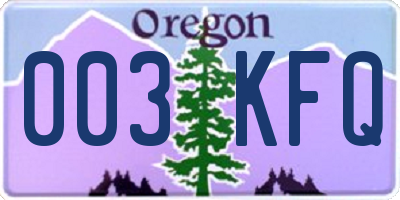 OR license plate 003KFQ