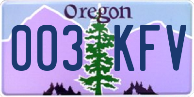 OR license plate 003KFV