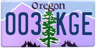 OR license plate 003KGE