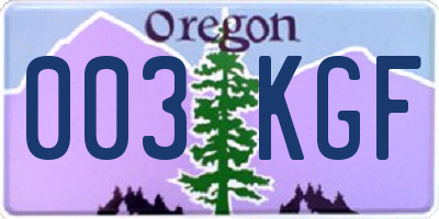 OR license plate 003KGF