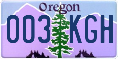 OR license plate 003KGH