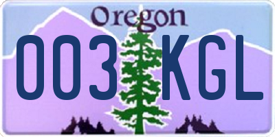 OR license plate 003KGL
