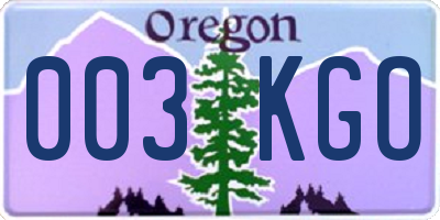OR license plate 003KGO