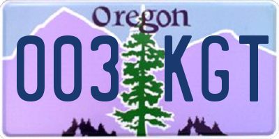 OR license plate 003KGT