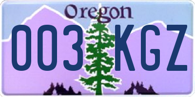 OR license plate 003KGZ