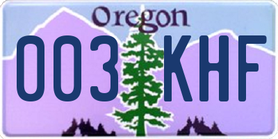 OR license plate 003KHF