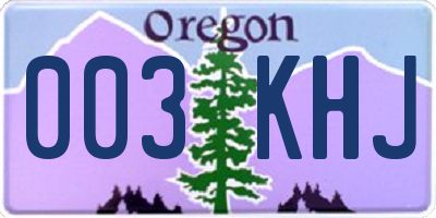 OR license plate 003KHJ