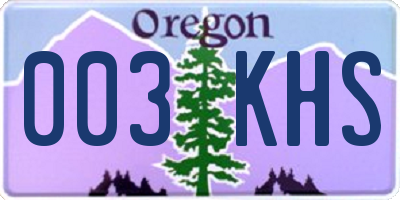 OR license plate 003KHS