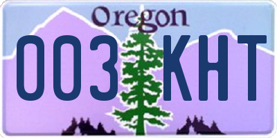 OR license plate 003KHT