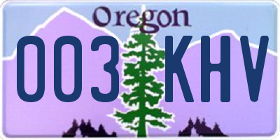 OR license plate 003KHV