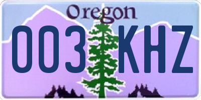 OR license plate 003KHZ