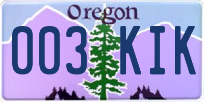 OR license plate 003KIK