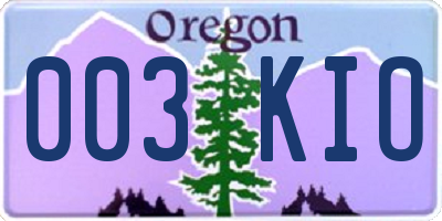 OR license plate 003KIO