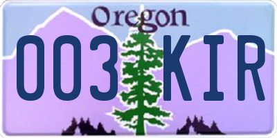 OR license plate 003KIR