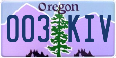OR license plate 003KIV