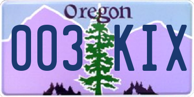 OR license plate 003KIX