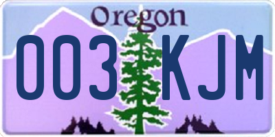OR license plate 003KJM