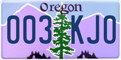 OR license plate 003KJO