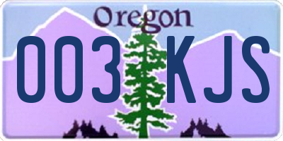 OR license plate 003KJS