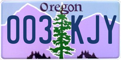 OR license plate 003KJY