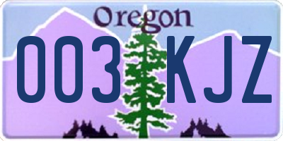 OR license plate 003KJZ