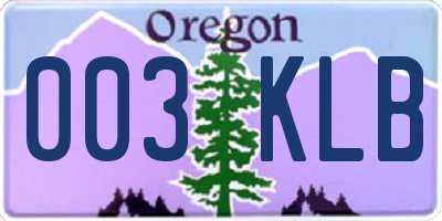 OR license plate 003KLB