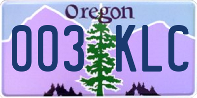 OR license plate 003KLC