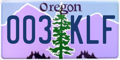 OR license plate 003KLF