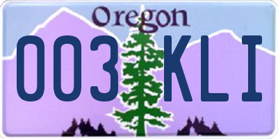 OR license plate 003KLI