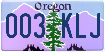 OR license plate 003KLJ