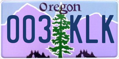 OR license plate 003KLK
