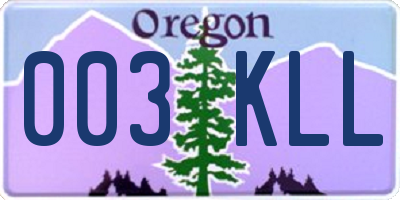 OR license plate 003KLL
