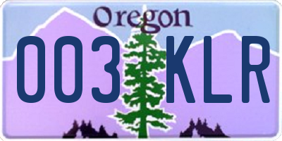 OR license plate 003KLR