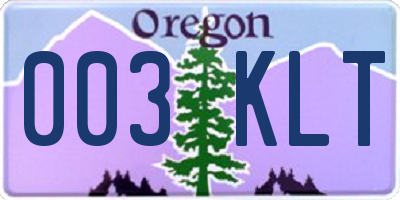 OR license plate 003KLT
