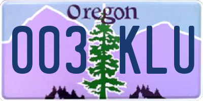 OR license plate 003KLU