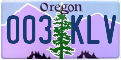 OR license plate 003KLV