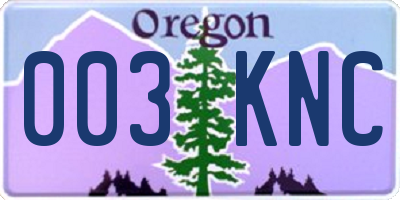 OR license plate 003KNC