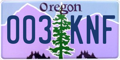 OR license plate 003KNF