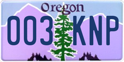 OR license plate 003KNP