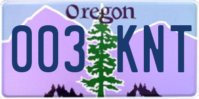 OR license plate 003KNT