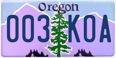 OR license plate 003KOA