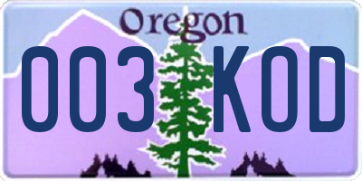 OR license plate 003KOD