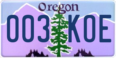 OR license plate 003KOE