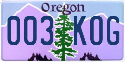 OR license plate 003KOG