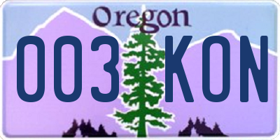 OR license plate 003KON