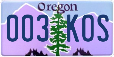 OR license plate 003KOS