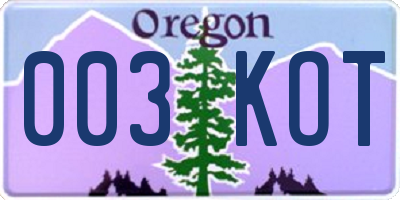 OR license plate 003KOT