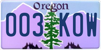 OR license plate 003KOW