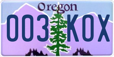OR license plate 003KOX