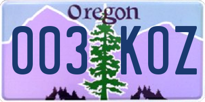 OR license plate 003KOZ
